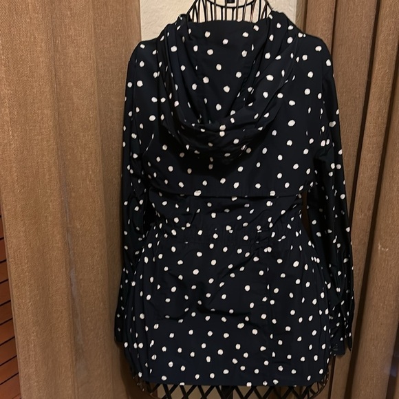 Anthropologie Navy and White Daughters of the Liberation Rain Dotted Anorak - Picture 4 of 6